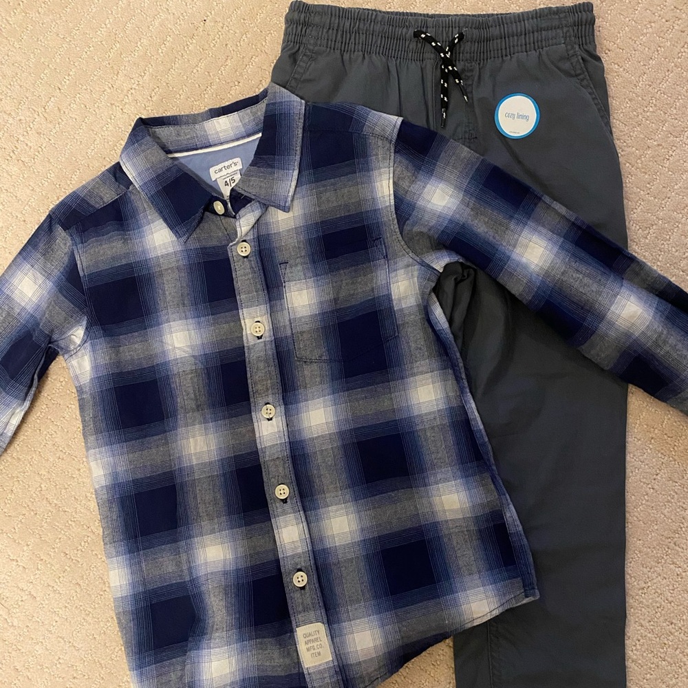 SALE 🇺🇸 Carter’s blue plaid Boys Outfit